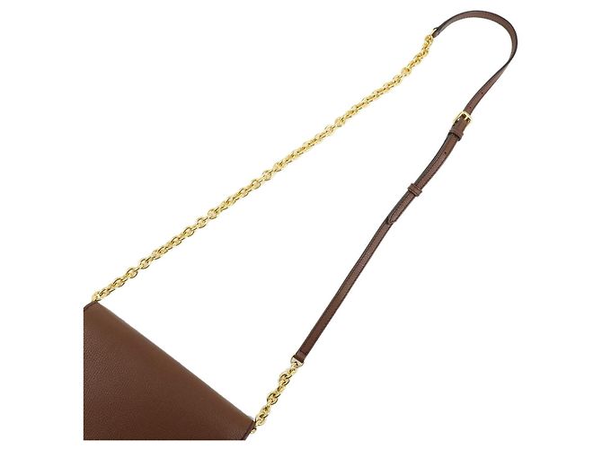 Borsa a tracolla con catena BURBERRY Nova Plaid in pelle e tela Brown Beige - vista 3
