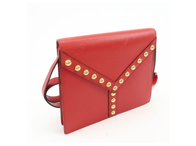 Autre Marque SAINT LAURENT PARIS Borsa a tracolla e a spalla Y-Line in pelle borchiata Rossa - vista 4