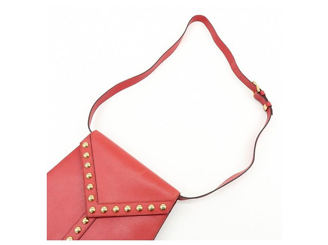 Autre Marque SAINT LAURENT PARIS Borsa a tracolla e a spalla Y-Line in pelle borchiata Rossa - vista 6