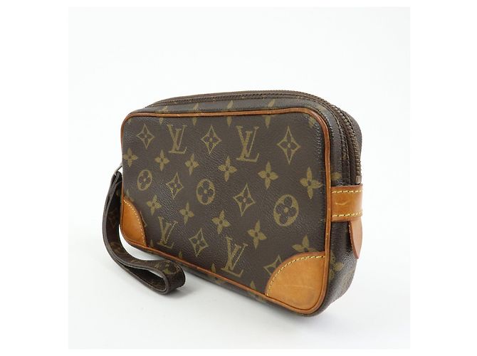 Borsa a pochette Louis Vuitton Monogram Marly Dragonne PM Brown M51827 - vista 3