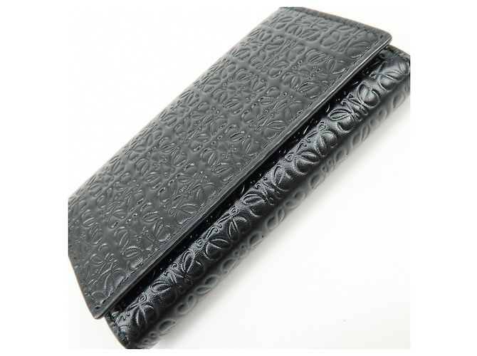LOEWE Repeat Anagram Calf Leather 6 Ring Key Case Key Holder Black - view 14