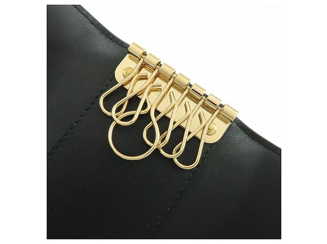 LOEWE Repeat Anagram Calf Leather 6 Ring Key Case Key Holder Black - view 16