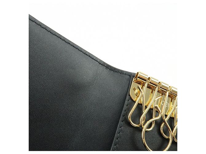 LOEWE Repeat Anagram Calf Leather 6 Ring Key Case Key Holder Black - view 21