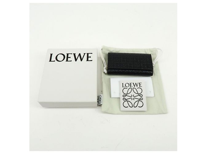 LOEWE Repeat Anagram Calf Leather 6 Ring Key Case Key Holder Black - view 23