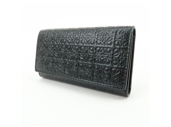 LOEWE Repeat Anagram Calf Leather 6 Ring Key Case Key Holder Black - view 3