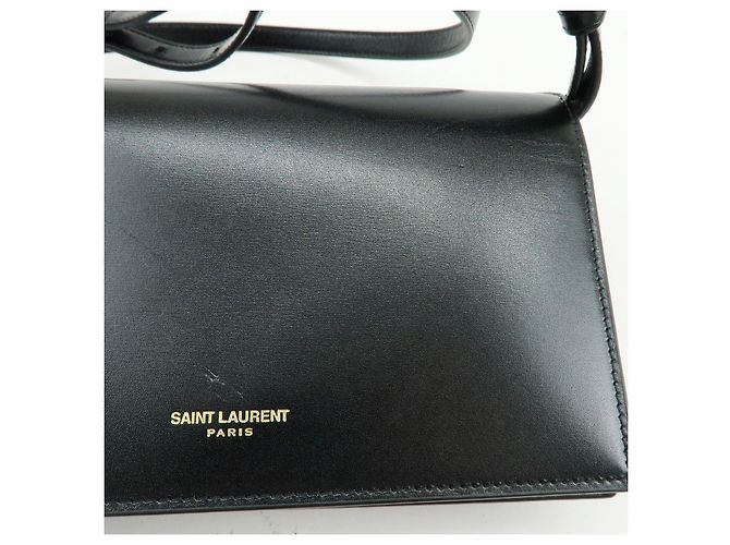 Autre Marque SAINT LAURENT PARIS Bolsa de ombro com aba em couro de bezerro Black 769162 - vista 18