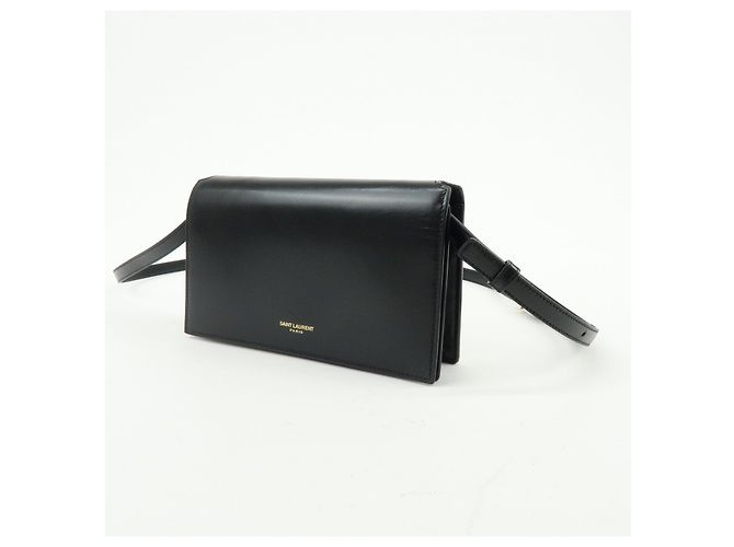 Autre Marque SAINT LAURENT PARIS Bolsa de ombro com aba em couro de bezerro Black 769162 - vista 3
