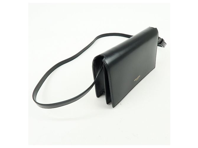 Autre Marque SAINT LAURENT PARIS Bolsa de ombro com aba em couro de bezerro Black 769162 - vista 4