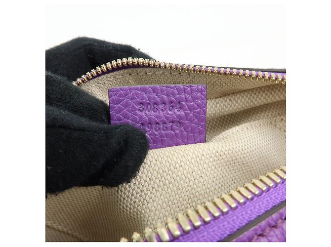 GUCCI SOHO Interlocking G Leahter Disco Bag Shoulder Bag Purple 308364 - vista 24