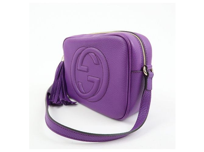 GUCCI SOHO Interlocking G Leahter Disco Bag Shoulder Bag Purple 308364 - vista 3