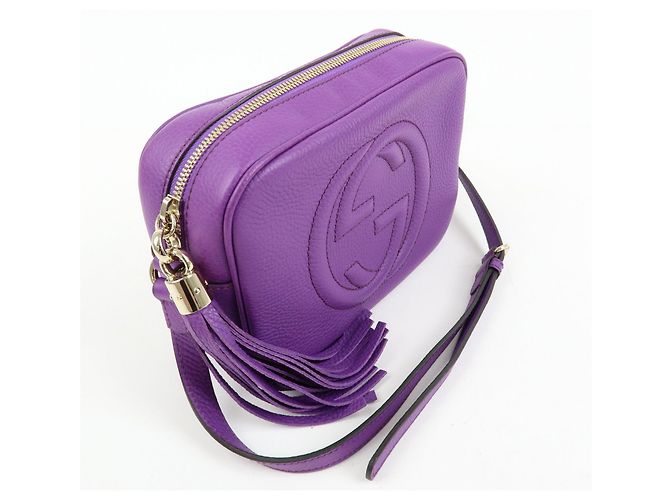 GUCCI SOHO Interlocking G Leahter Disco Bag Shoulder Bag Purple 308364 - vista 4