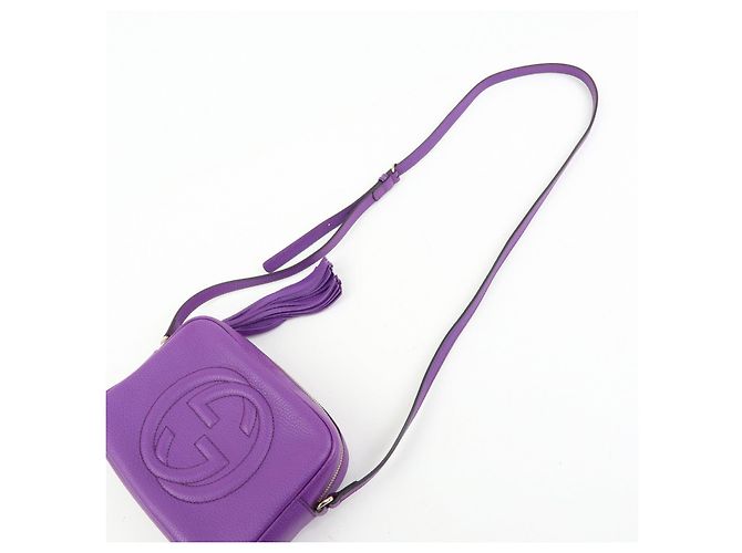 GUCCI SOHO Interlocking G Leahter Disco Bag Shoulder Bag Purple 308364 - vista 6
