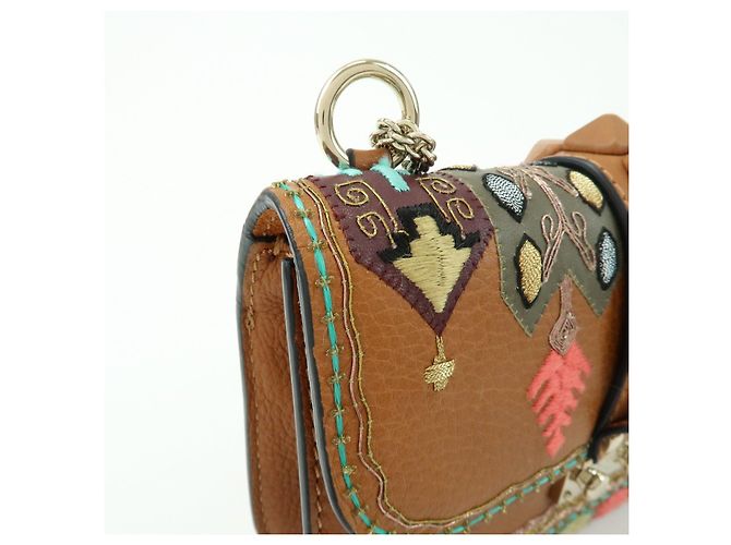 Borsa a tracolla in pelle con catena e ricami VALENTINO Glam Lock Marrone - vista 12