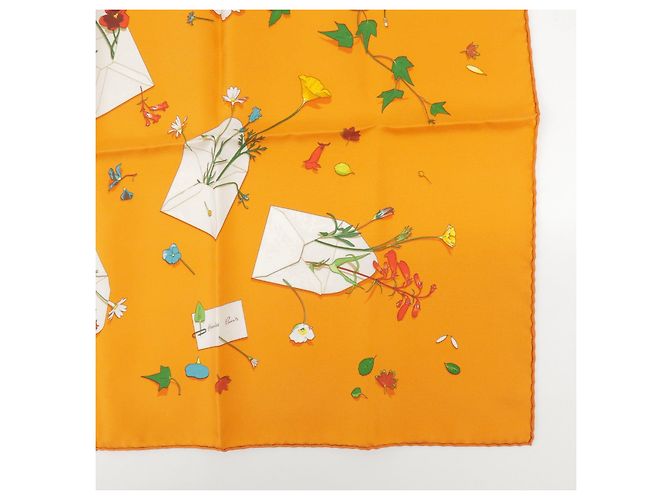 Hermès HERMES Carre 45 Set aus 2 Seidentüchern 100% Hellrosa Orange - Ansicht 14