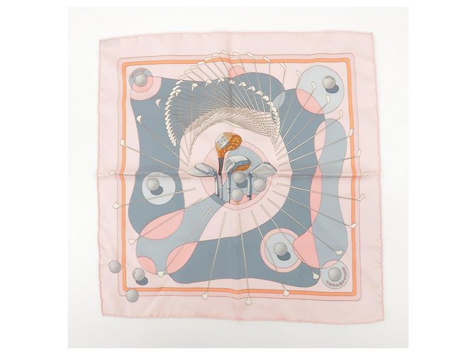 Hermès HERMES Carre 45 Set aus 2 Seidentüchern 100% Hellrosa Orange - Ansicht 2