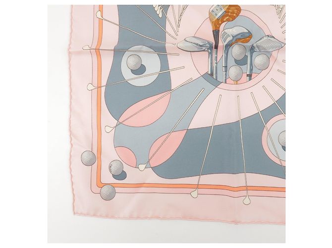 Hermès HERMES Carre 45 Set aus 2 Seidentüchern 100% Hellrosa Orange - Ansicht 6
