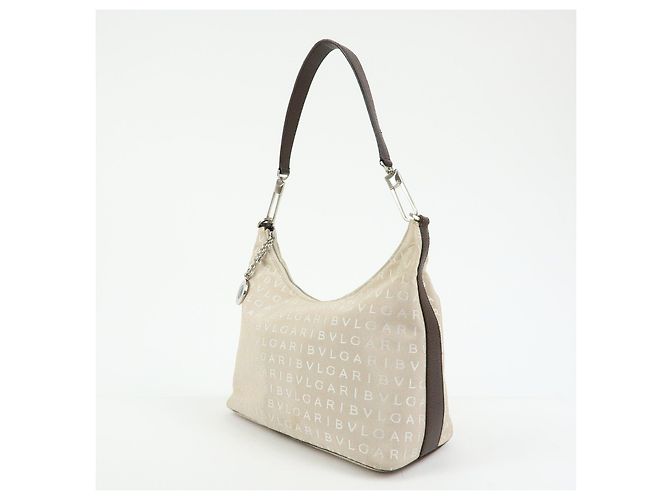 Bulgari Borsa a tracolla e borsa a mano BVLGARI Logo Mania Canvas Beige - vista 3