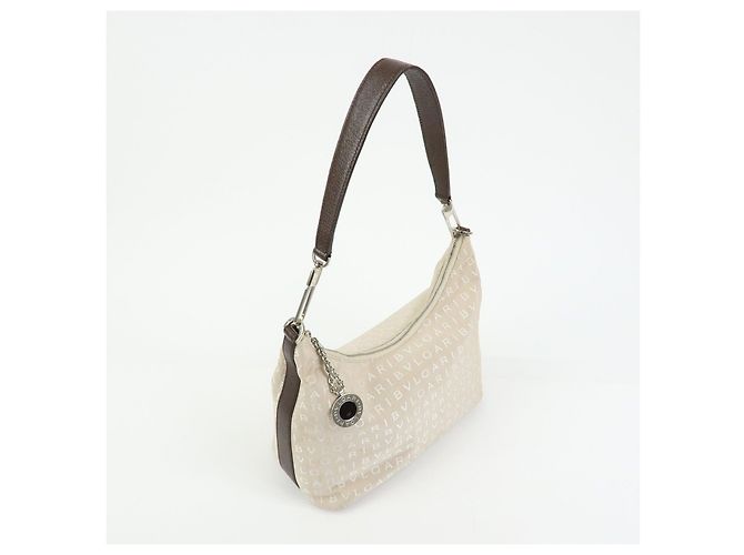 Bulgari Borsa a tracolla e borsa a mano BVLGARI Logo Mania Canvas Beige - vista 4