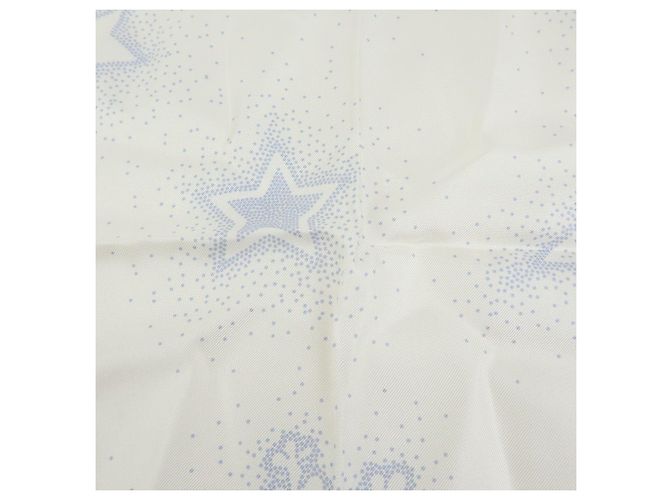 CHANEL Camelia COCO Mark Schal 100% Seide Bär Pinguin Weiß Hellblau - Ansicht 12