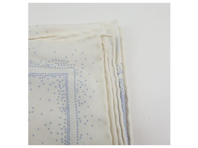 CHANEL Camelia COCO Mark Schal 100% Seide Bär Pinguin Weiß Hellblau - Ansicht 16