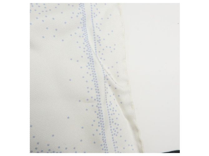CHANEL Camelia COCO Mark Schal 100% Seide Bär Pinguin Weiß Hellblau - Ansicht 9