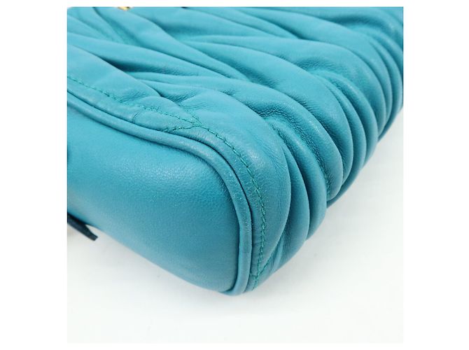 MIU MIU Borsa 2Way in pelle Matelassé Borsa a mano e a tracolla Blue RT0543 - vista 10