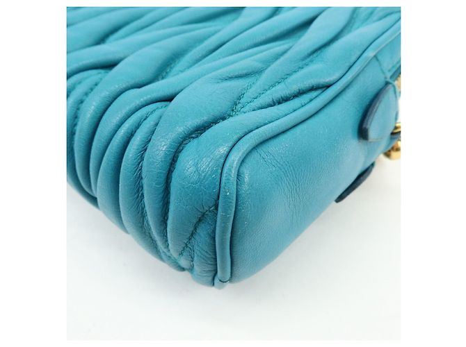 MIU MIU Borsa 2Way in pelle Matelassé Borsa a mano e a tracolla Blue RT0543 - vista 11