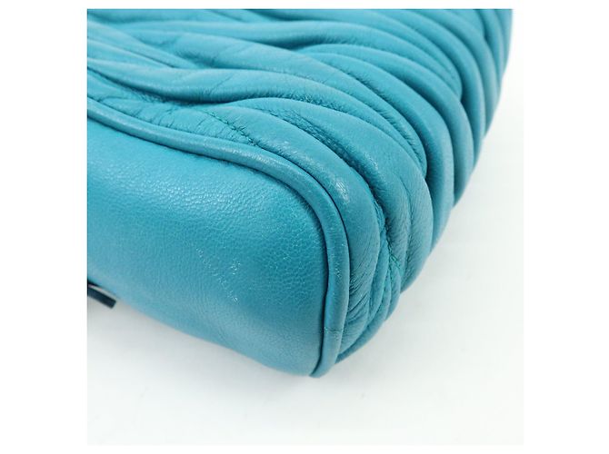 MIU MIU Borsa 2Way in pelle Matelassé Borsa a mano e a tracolla Blue RT0543 - vista 12