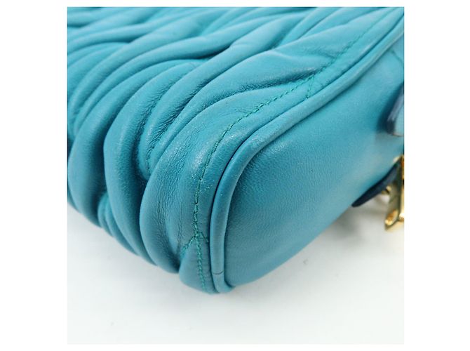 MIU MIU Borsa 2Way in pelle Matelassé Borsa a mano e a tracolla Blue RT0543 - vista 13