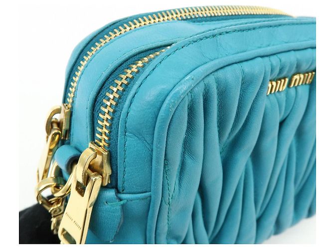 MIU MIU Borsa 2Way in pelle Matelassé Borsa a mano e a tracolla Blue RT0543 - vista 14