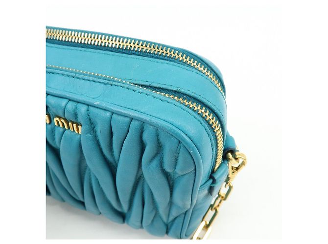 MIU MIU Borsa 2Way in pelle Matelassé Borsa a mano e a tracolla Blue RT0543 - vista 15
