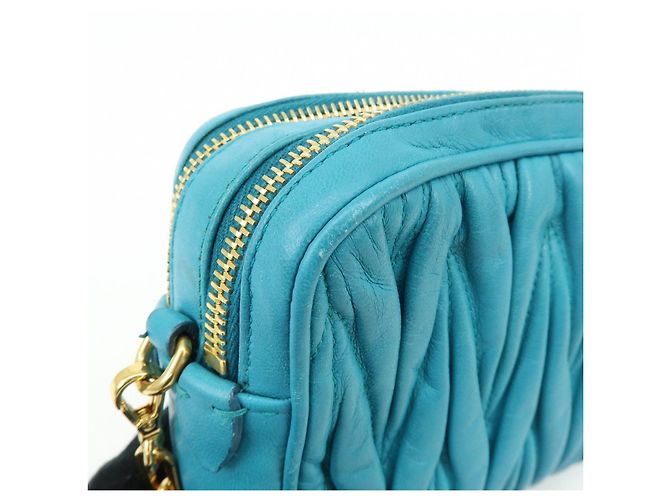 MIU MIU Borsa 2Way in pelle Matelassé Borsa a mano e a tracolla Blue RT0543 - vista 16