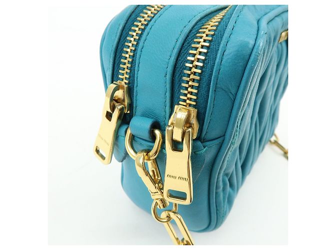 MIU MIU Borsa 2Way in pelle Matelassé Borsa a mano e a tracolla Blue RT0543 - vista 17