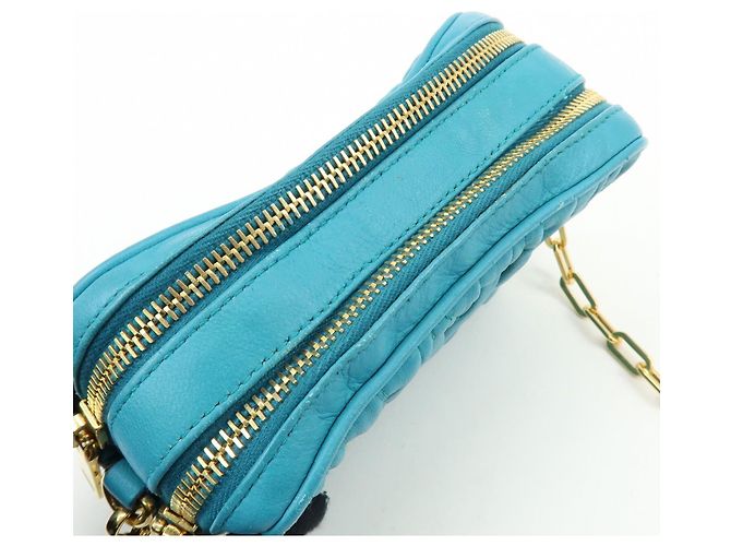 MIU MIU Borsa 2Way in pelle Matelassé Borsa a mano e a tracolla Blue RT0543 - vista 18