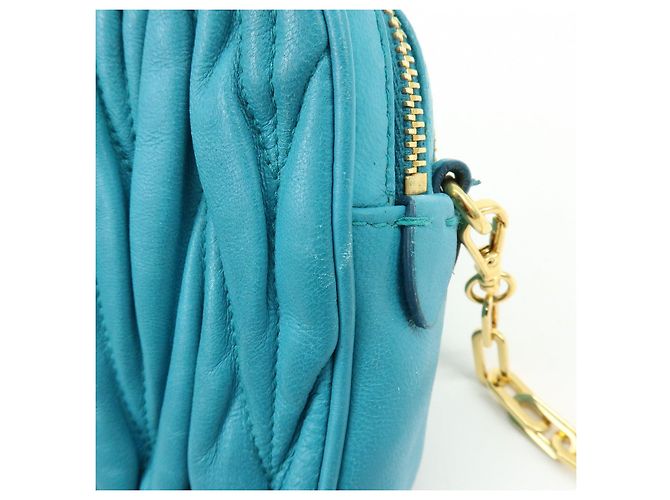 MIU MIU Borsa 2Way in pelle Matelassé Borsa a mano e a tracolla Blue RT0543 - vista 19
