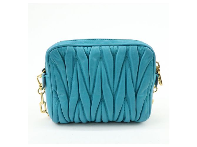 MIU MIU Borsa 2Way in pelle Matelassé Borsa a mano e a tracolla Blue RT0543 - vista 2