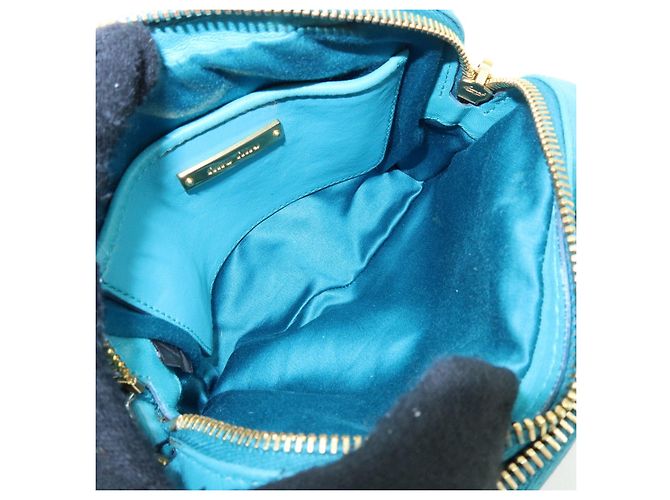 MIU MIU Borsa 2Way in pelle Matelassé Borsa a mano e a tracolla Blue RT0543 - vista 20