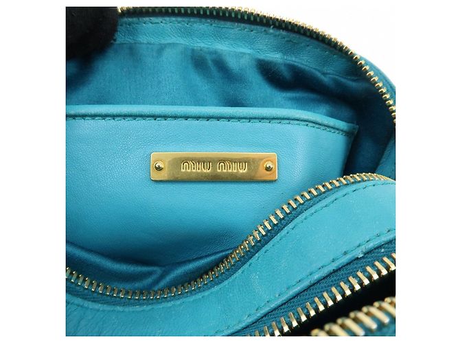 MIU MIU Borsa 2Way in pelle Matelassé Borsa a mano e a tracolla Blue RT0543 - vista 23