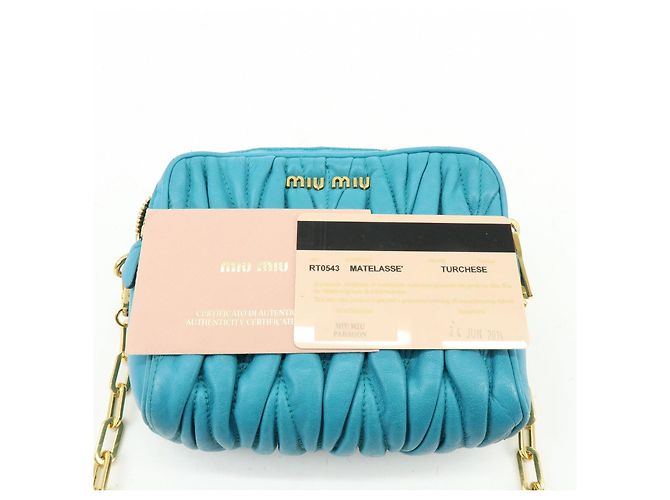 MIU MIU Borsa 2Way in pelle Matelassé Borsa a mano e a tracolla Blue RT0543 - vista 24