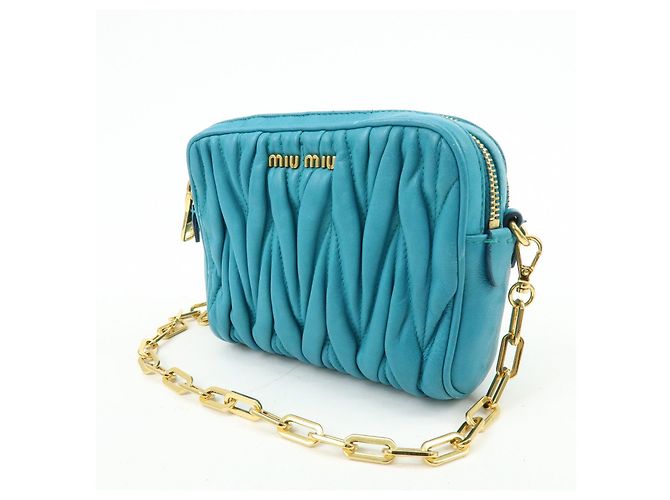 MIU MIU Borsa 2Way in pelle Matelassé Borsa a mano e a tracolla Blue RT0543 - vista 3