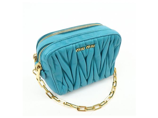 MIU MIU Borsa 2Way in pelle Matelassé Borsa a mano e a tracolla Blue RT0543 - vista 4