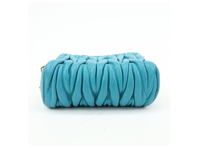 MIU MIU Borsa 2Way in pelle Matelassé Borsa a mano e a tracolla Blue RT0543 - vista 5