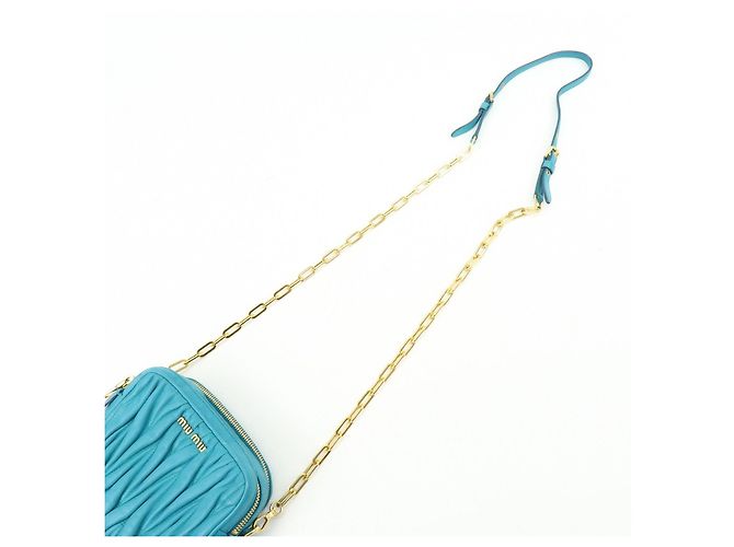 MIU MIU Borsa 2Way in pelle Matelassé Borsa a mano e a tracolla Blue RT0543 - vista 6