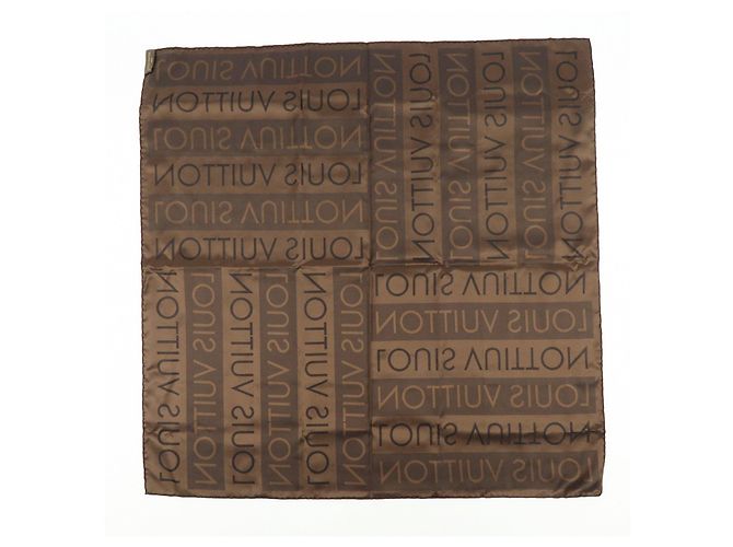 Sciarpa Louis Vuitton Logo Pattern 100% Seta Marrone 70×70 - vista 2