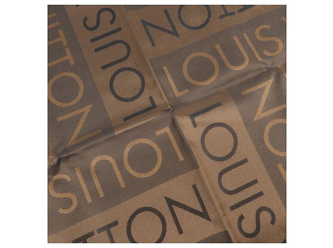 Sciarpa Louis Vuitton Logo Pattern 100% Seta Marrone 70×70 - vista 7