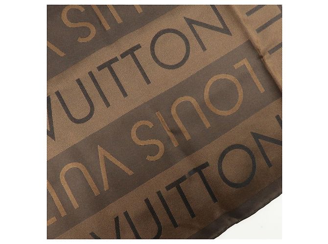 Sciarpa Louis Vuitton Logo Pattern 100% Seta Marrone 70×70 - vista 9