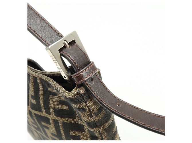 Borsa a mano e a tracolla FENDI in tela jacquard Zucca e pelle, Marrone - vista 11
