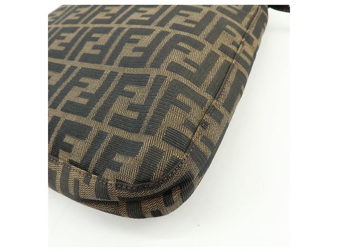 Borsa a mano e a tracolla FENDI in tela jacquard Zucca e pelle, Marrone - vista 14