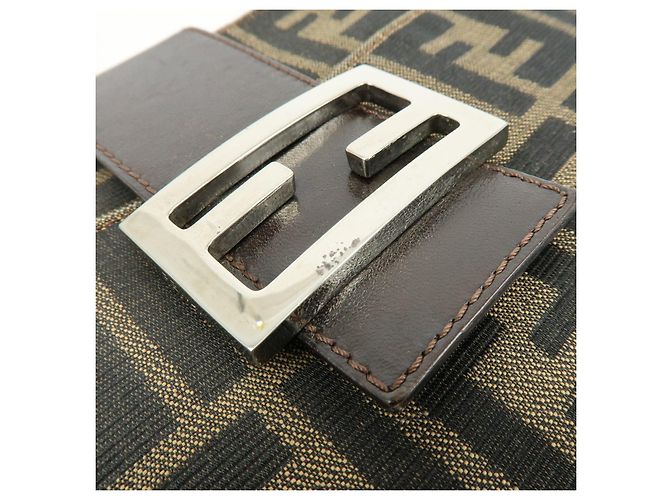 Borsa a mano e a tracolla FENDI in tela jacquard Zucca e pelle, Marrone - vista 17
