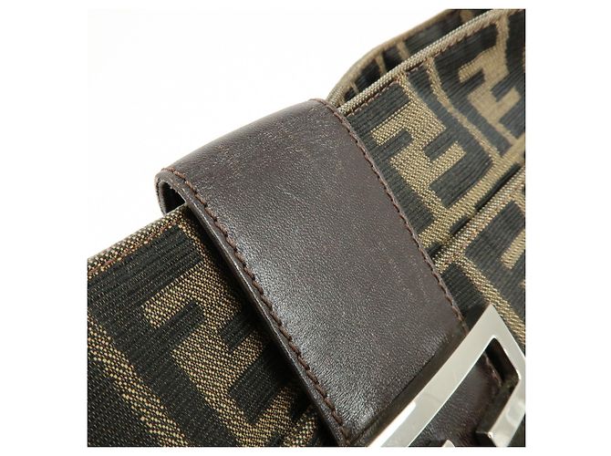 Borsa a mano e a tracolla FENDI in tela jacquard Zucca e pelle, Marrone - vista 18